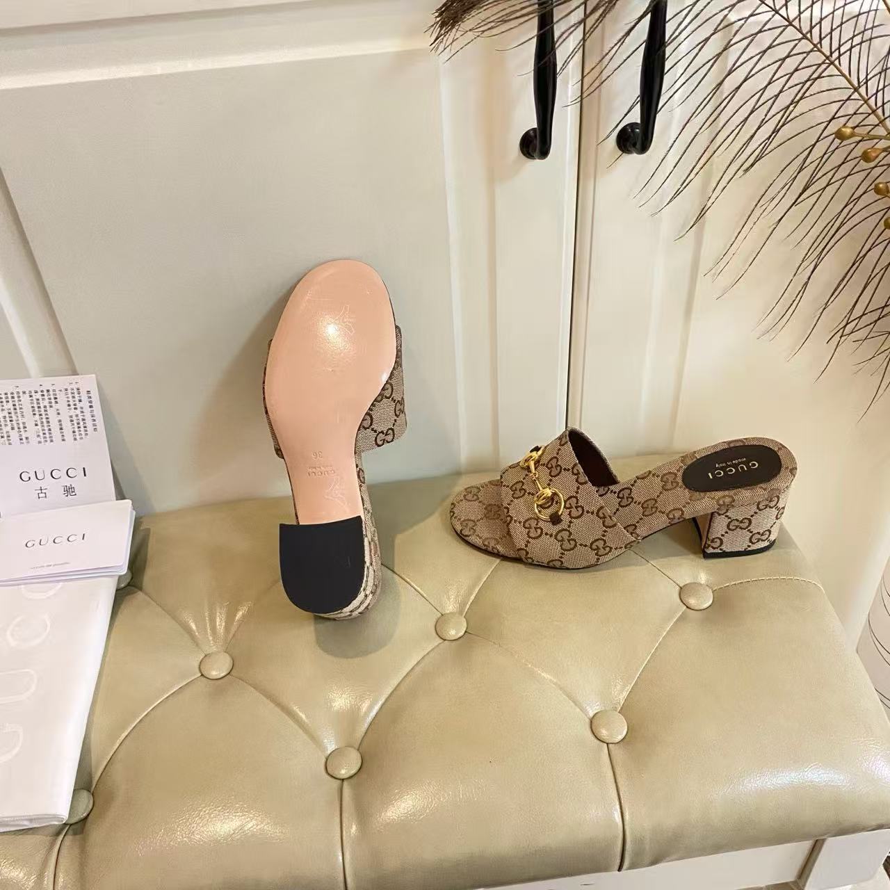 GG 26s Sandal With Horsebit Beige Brown Canvas