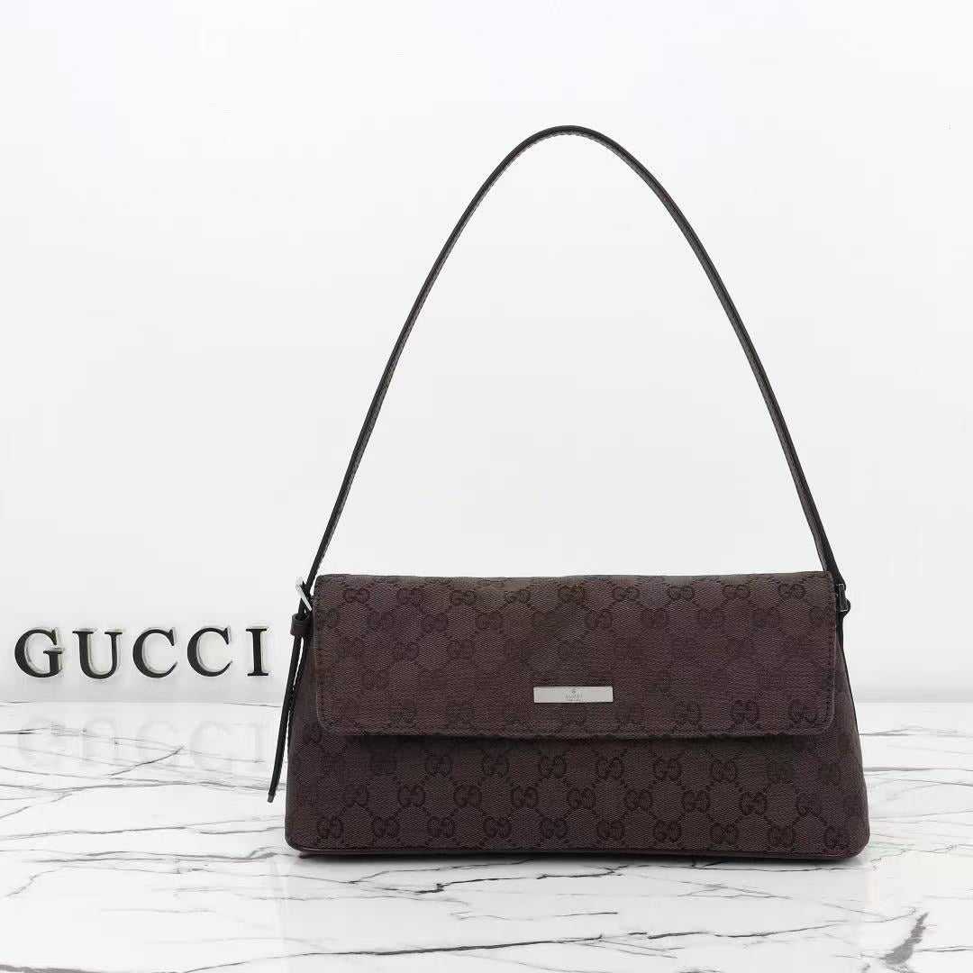 GG 26s Madison Medium Shoulder Bag Beige Brown Canvas