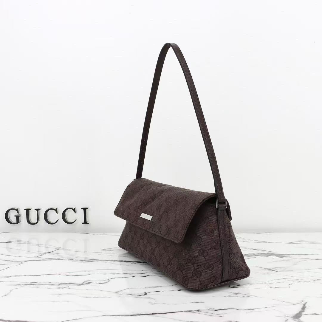 GG 26s Madison Medium Shoulder Bag Beige Brown Canvas