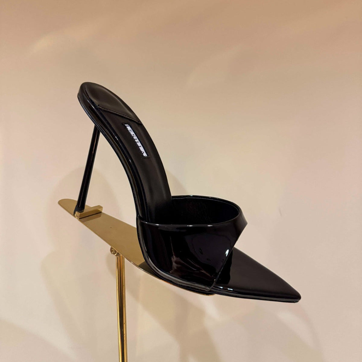 Lesila Lidia Mules 12cm Black Patent Leather