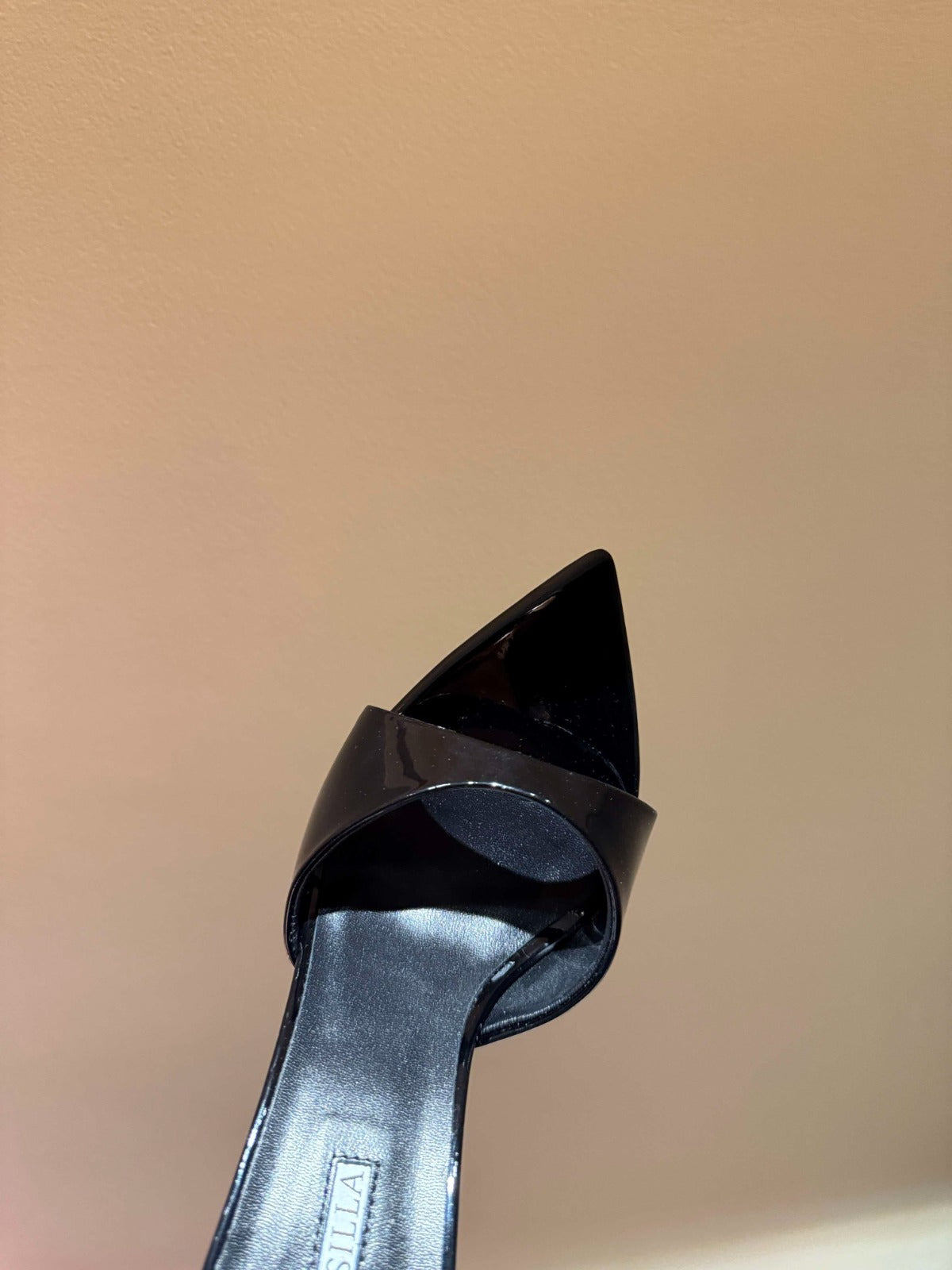 Lesila Lidia Mules 12cm Black Patent Leather