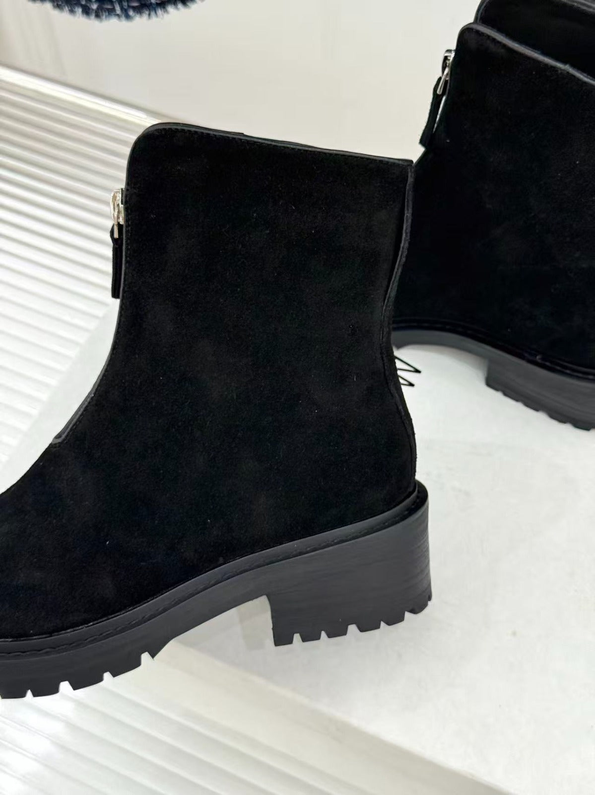 TR 2026 Hike Front-Zip Suede Ankle Boots  Black Suede