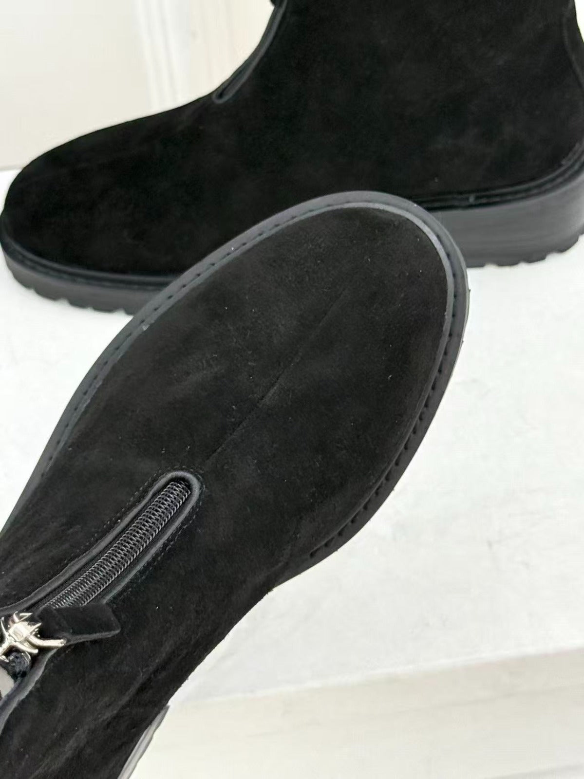 TR 2026 Hike Front-Zip Suede Ankle Boots  Black Suede