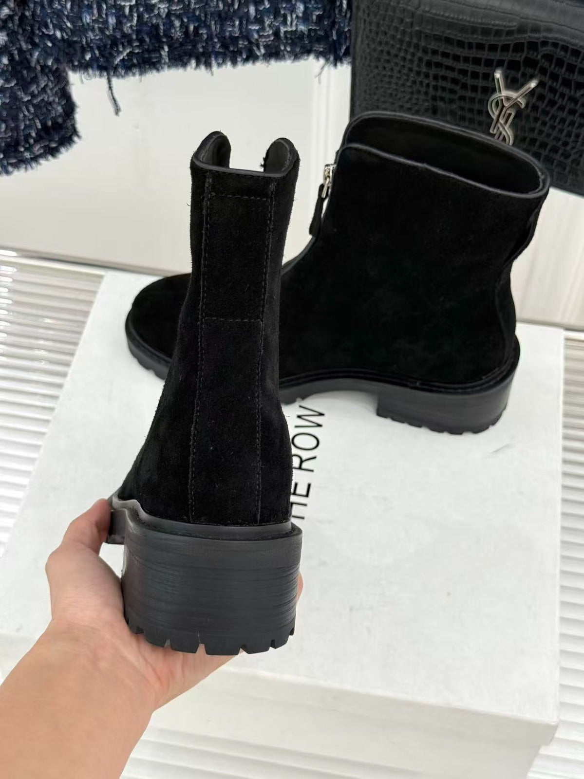 TR 2026 Hike Front-Zip Suede Ankle Boots  Black Suede