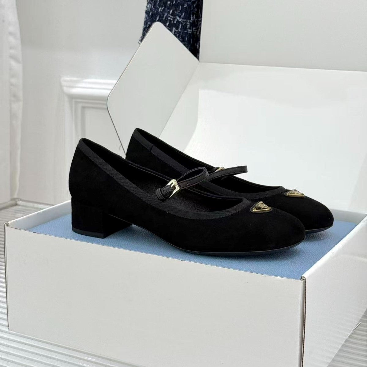 Prada Spazzolato Chunky Loafers Black Velvet