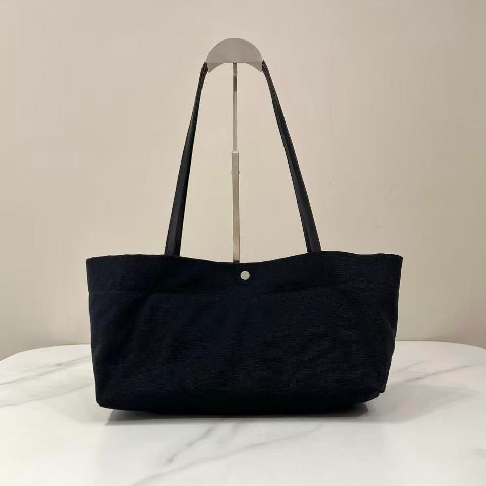The Row 26s Idaho Bag Black Canvas Leather