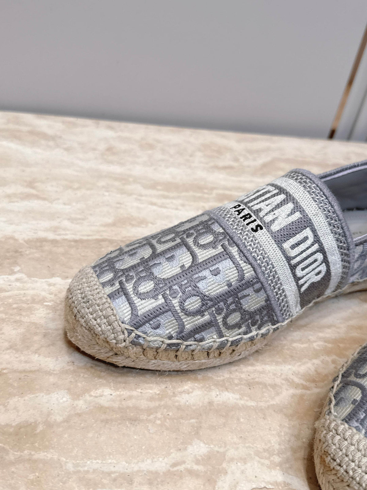 Dior 26s Granville Espadrille Light Grey Dior Oblique Embroidered Cotton