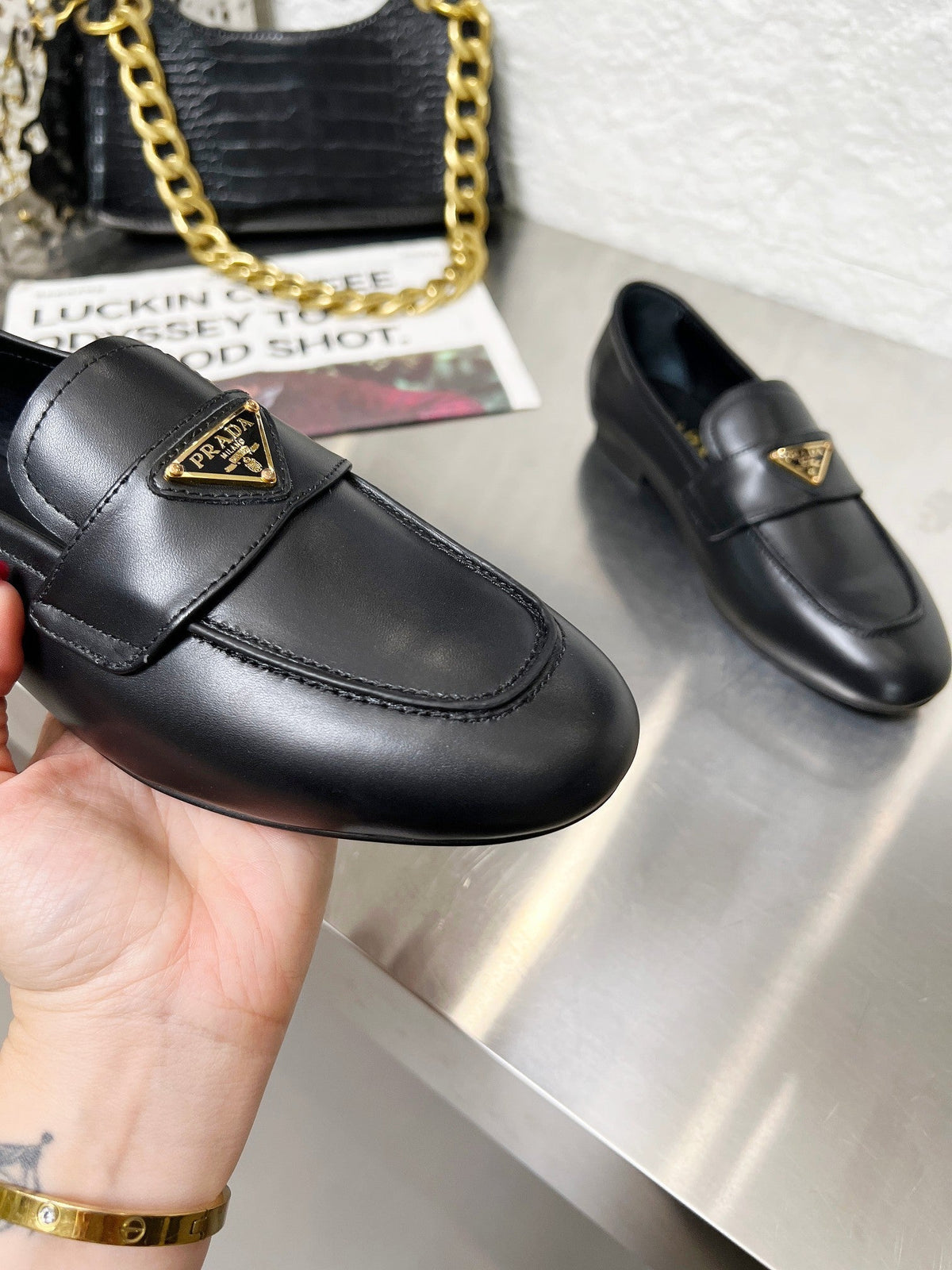 Prada 26S Classic Loafers Black Calfskin Logo