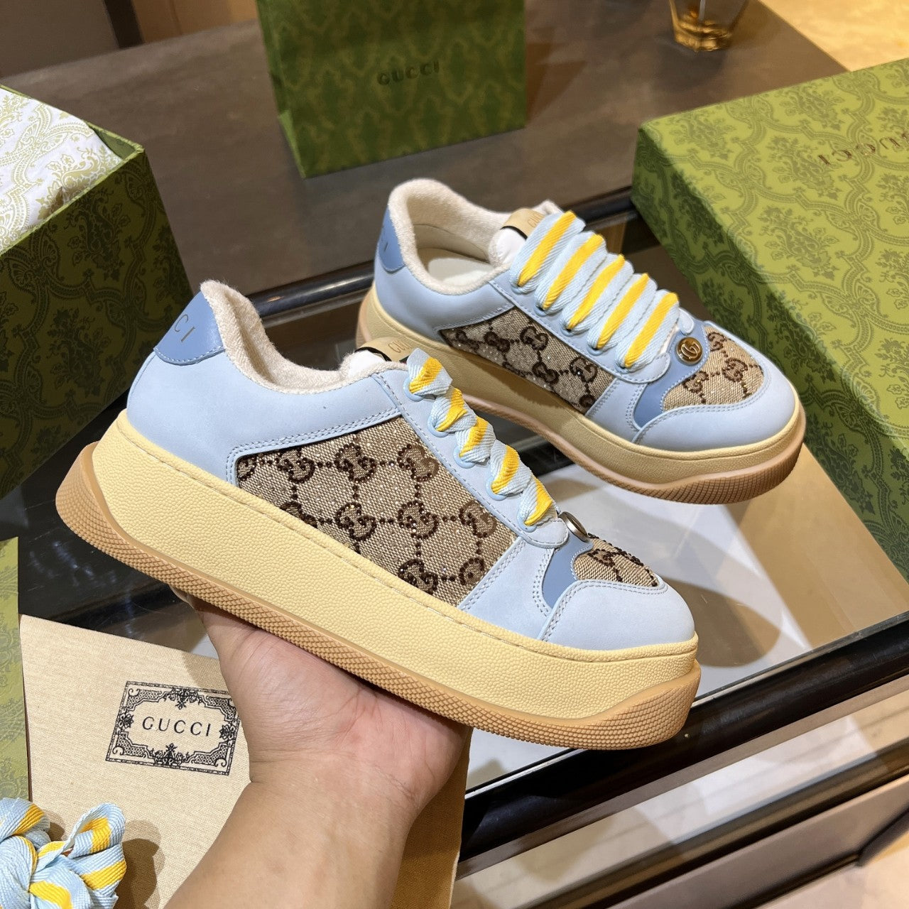 GG 26s Screener Monogram Platform Sneakers 6cm Leather TPU 996994