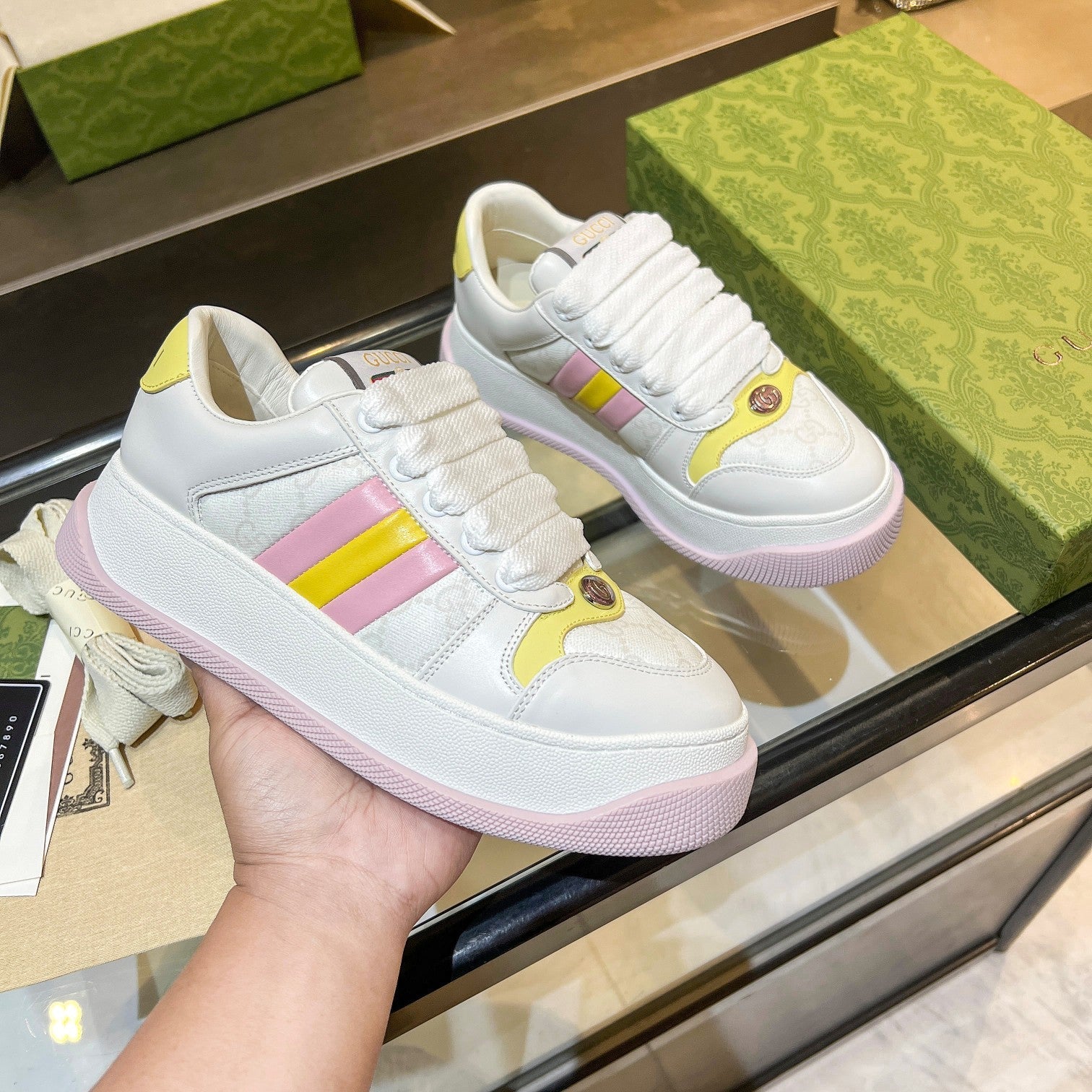 GG 26s Screener Monogram Platform Sneakers 6cm Leather TPU 996994