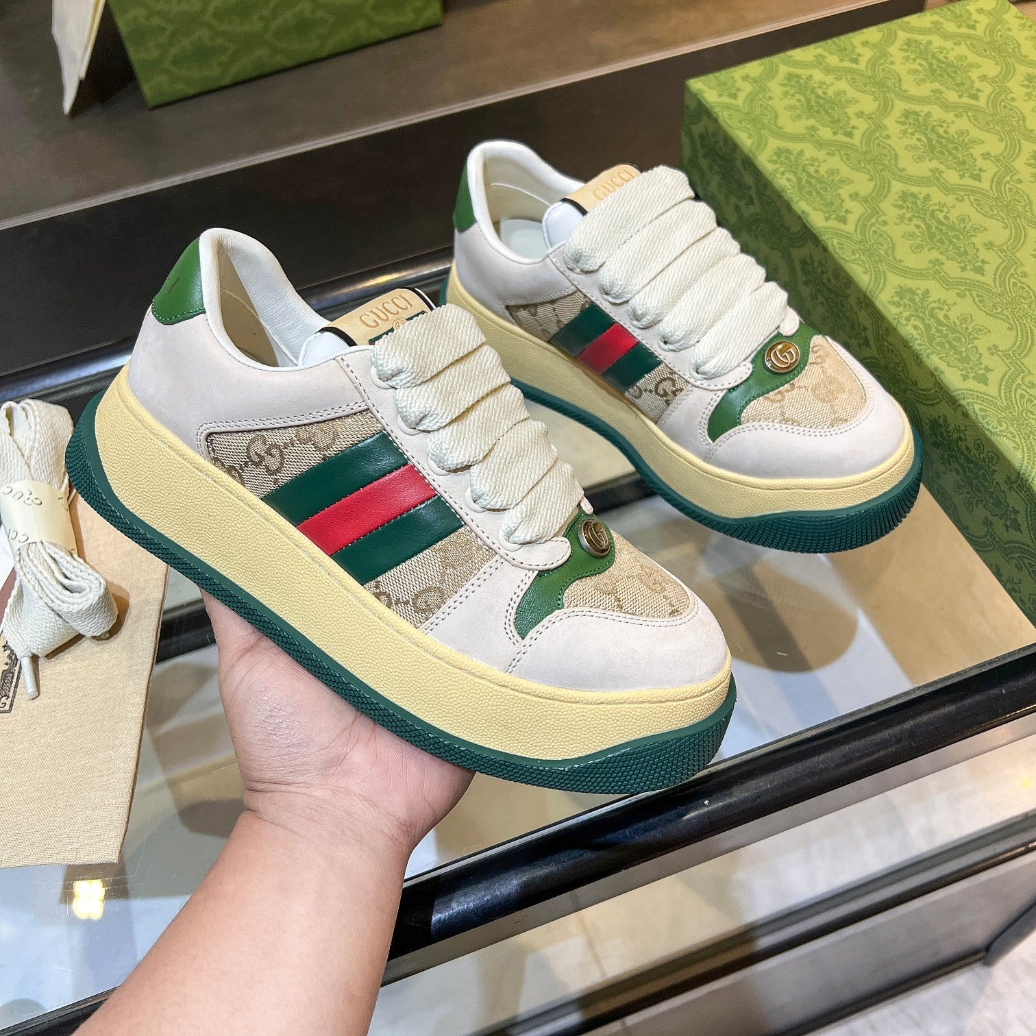 GG 26s Screener Monogram Platform Sneakers 6cm Leather TPU 996994