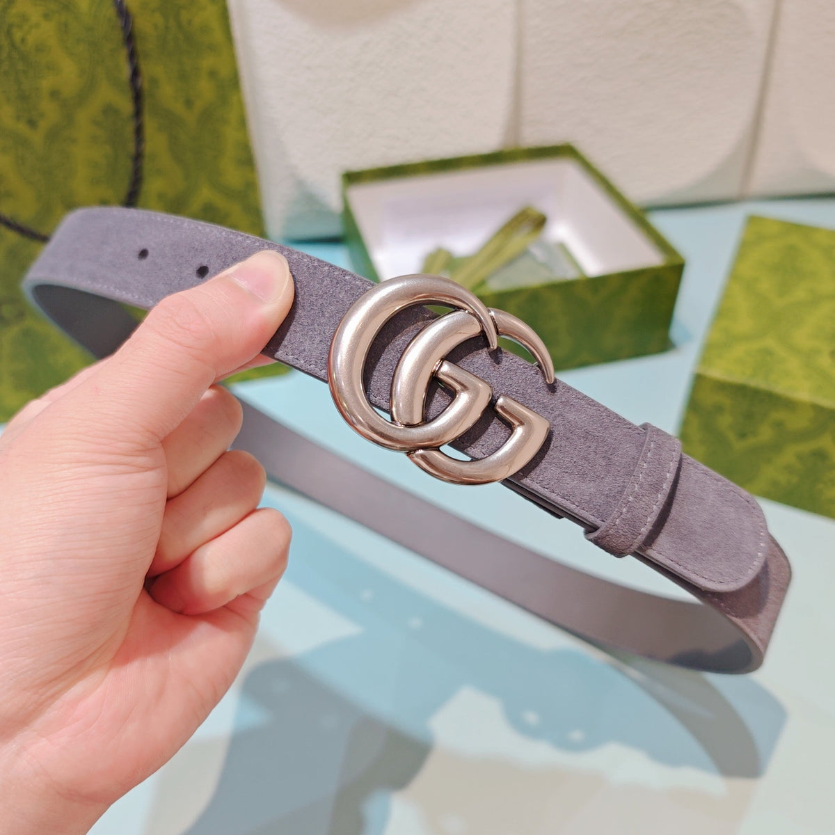 GG Marmont Belt 3cm Suede Leather SHW 212495