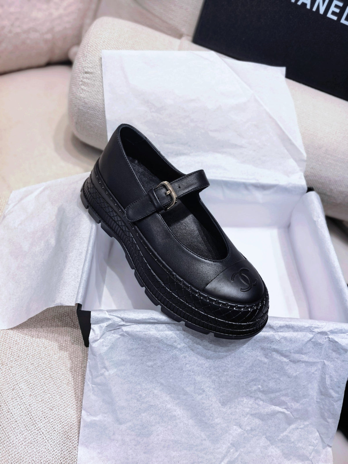 CC 26S Double Mary Jane Pumps 5cm Nappa Lambskin 156632