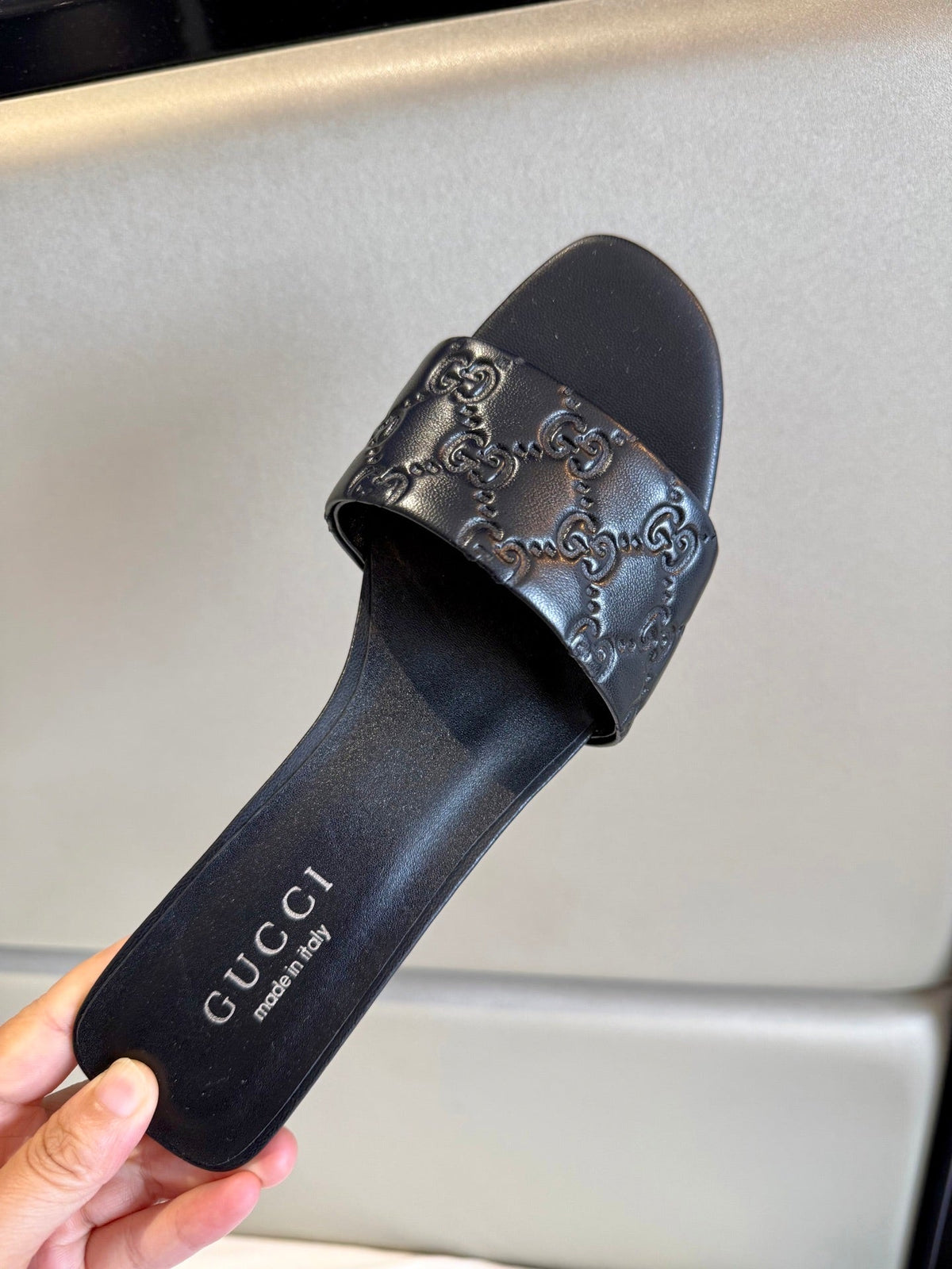 Gucci 26s Slide Sandals 5.5cm Black Calfskin