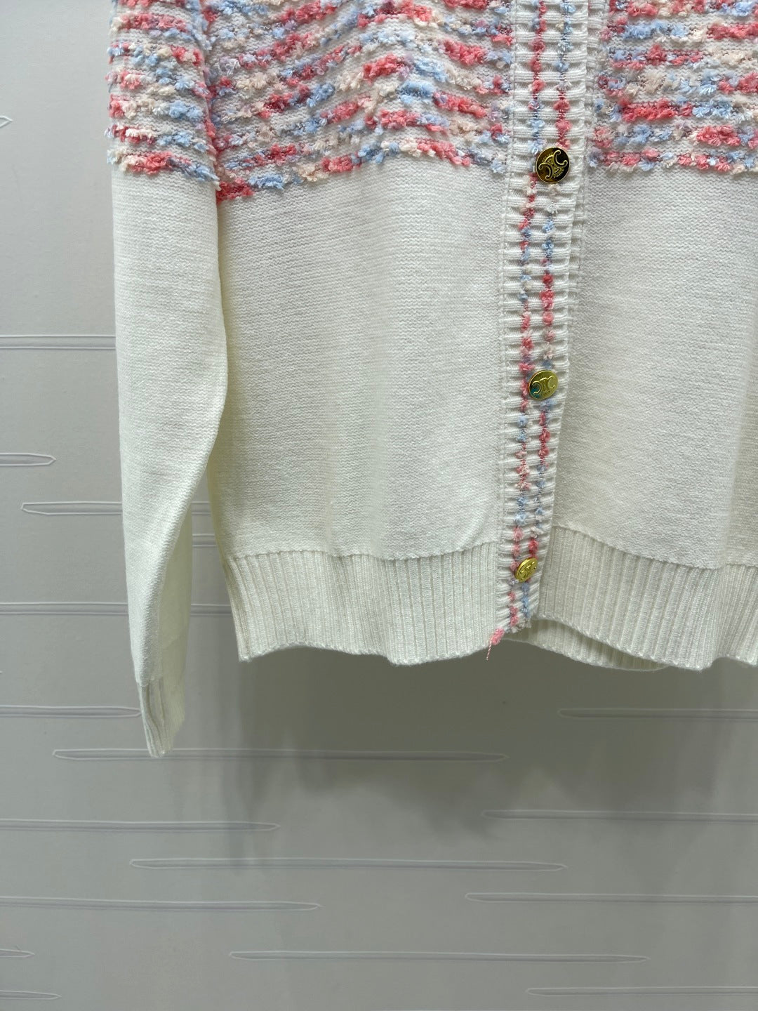 CC 26S Striped Tweed Chest Band Logo Cardigan Wool 433241