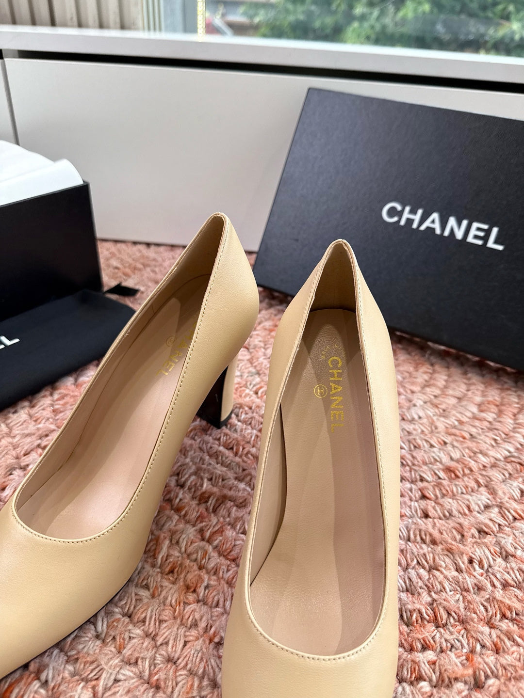 Chanel 26s High Heels Beige Smooth Lambskin