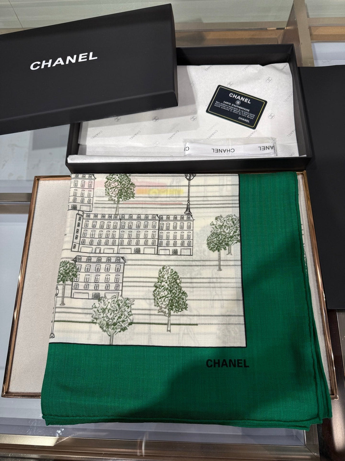 Chanel 2026 Landscape Motifs Scarf 140cm Cashmere Silk 218437