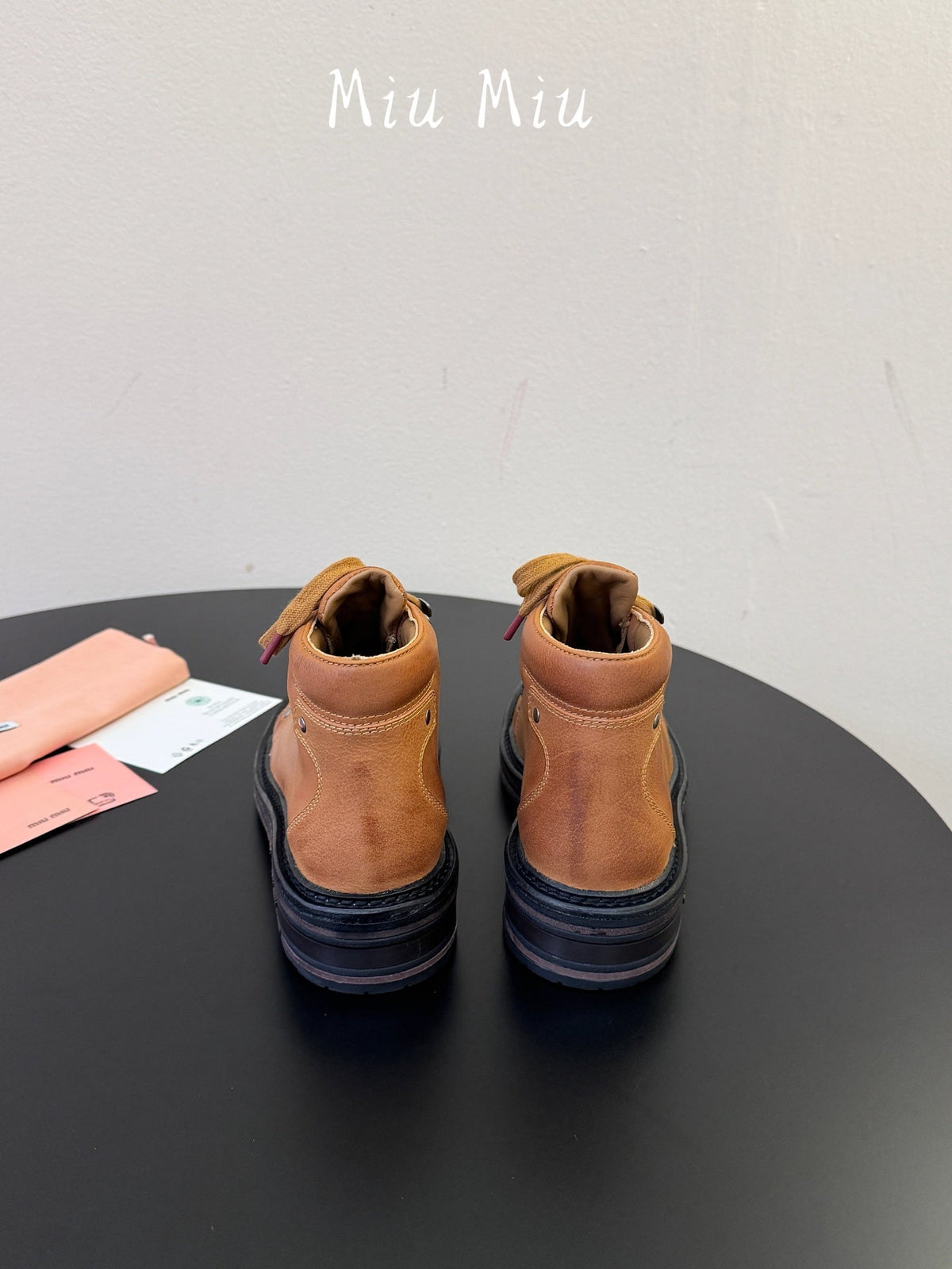Miumiu 26s Ankle Mountain Boots Camel Brown Calfskin
