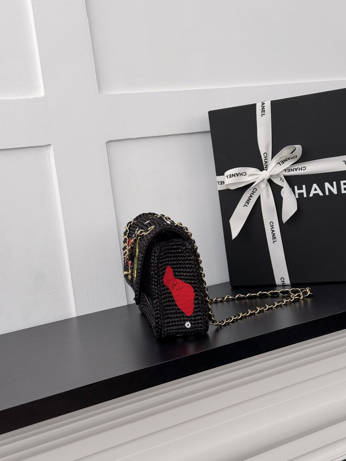 Chanel 2026 Small Cruise Flap Bag 26cm Black Braided Raffia