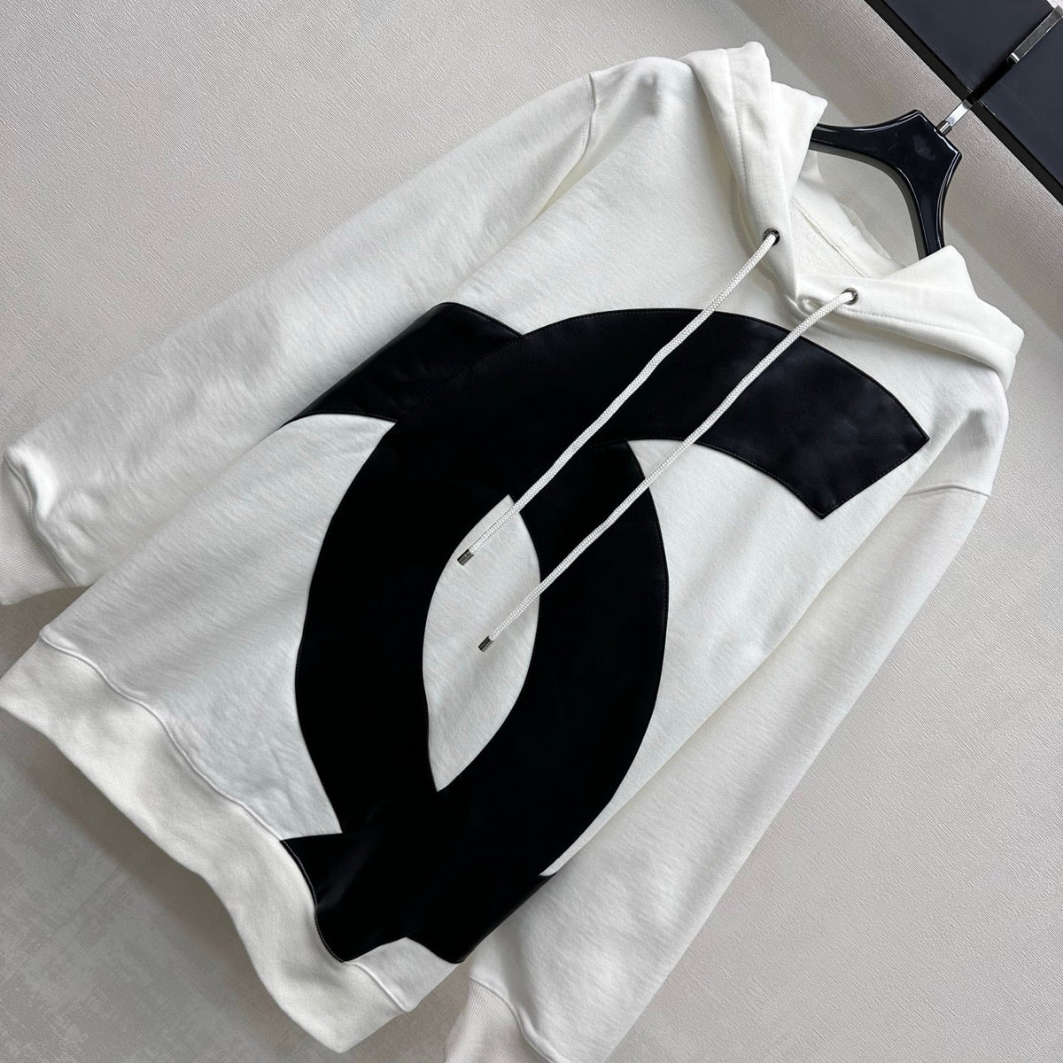 Chanel 26s Coco Neige Big CC Hoodie White Black 444294
