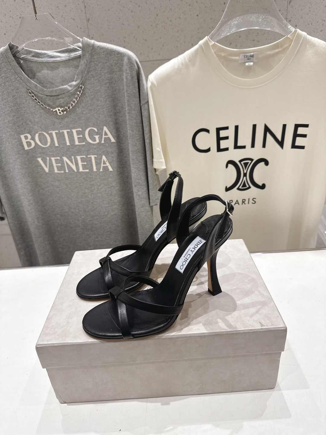 Jimmy Choo 26S High-Heeled Sandals 10.0cm Black Lambskin 491583