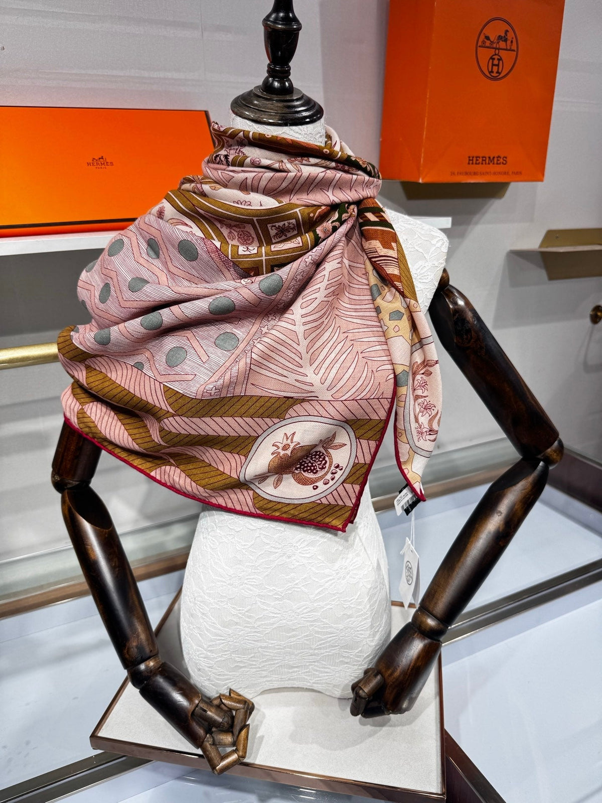 Hermes 2026 La Danse des Amazones Scarf 140cm Pink Cashmere Silk 218831