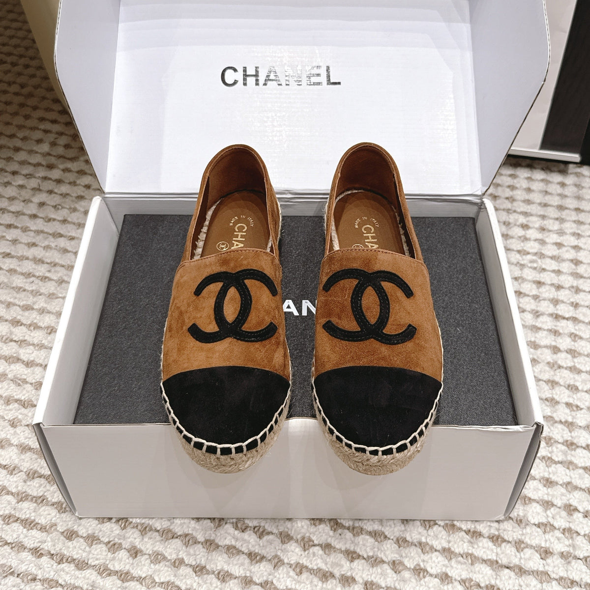 CC 26S Espadrille Slip-Ons in Brown Mix Black Suede