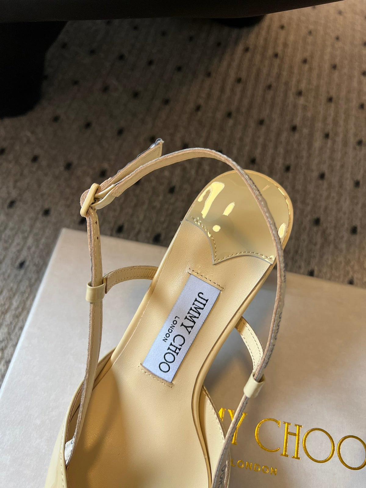 Jimmy Choo 26S Slingback Heels 6.5cm Pastel Yellow Patent Calfskin 394158