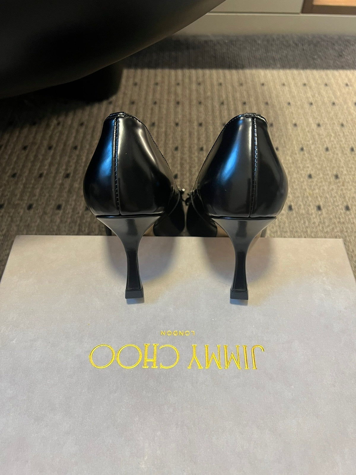 Jimmy Choo 26S High Heels 7.0cm Black Patent Calfskin 815349