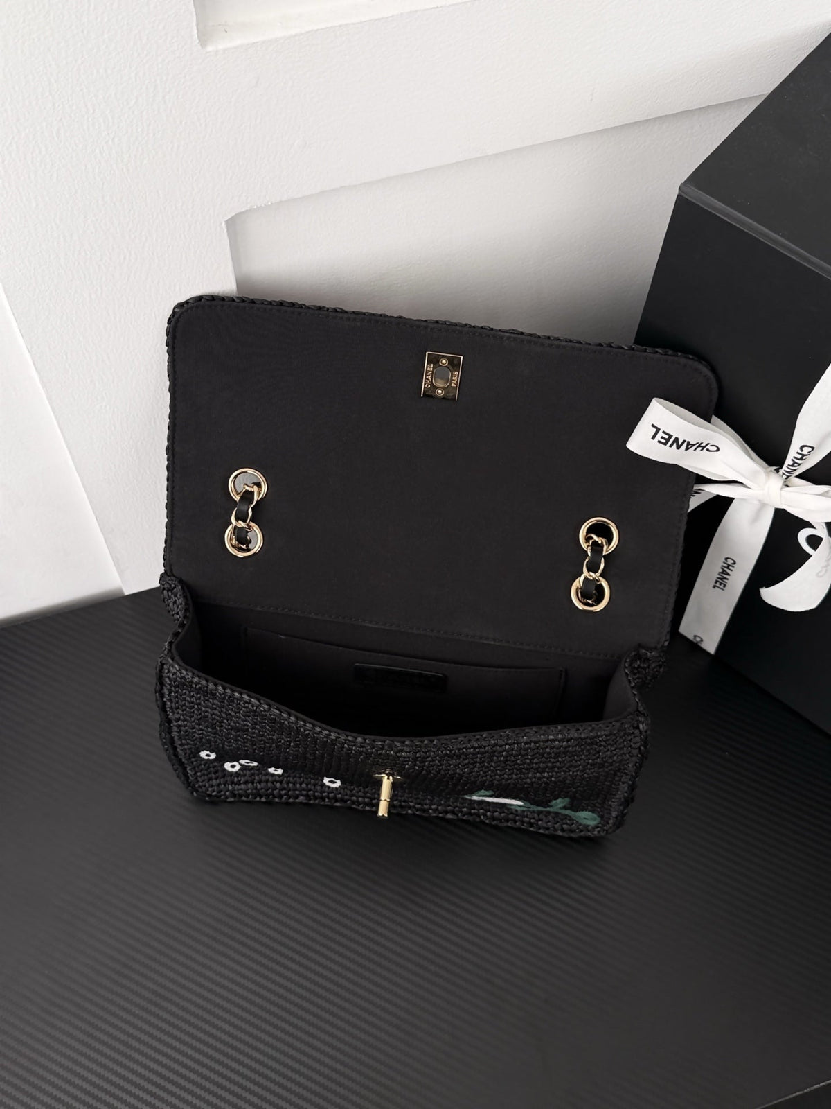 Chanel 2026 Small Cruise Flap Bag 26cm Black Braided Raffia