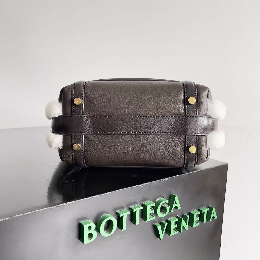 BV Wallace Mini Bag Brown White Lamb Fur Leather