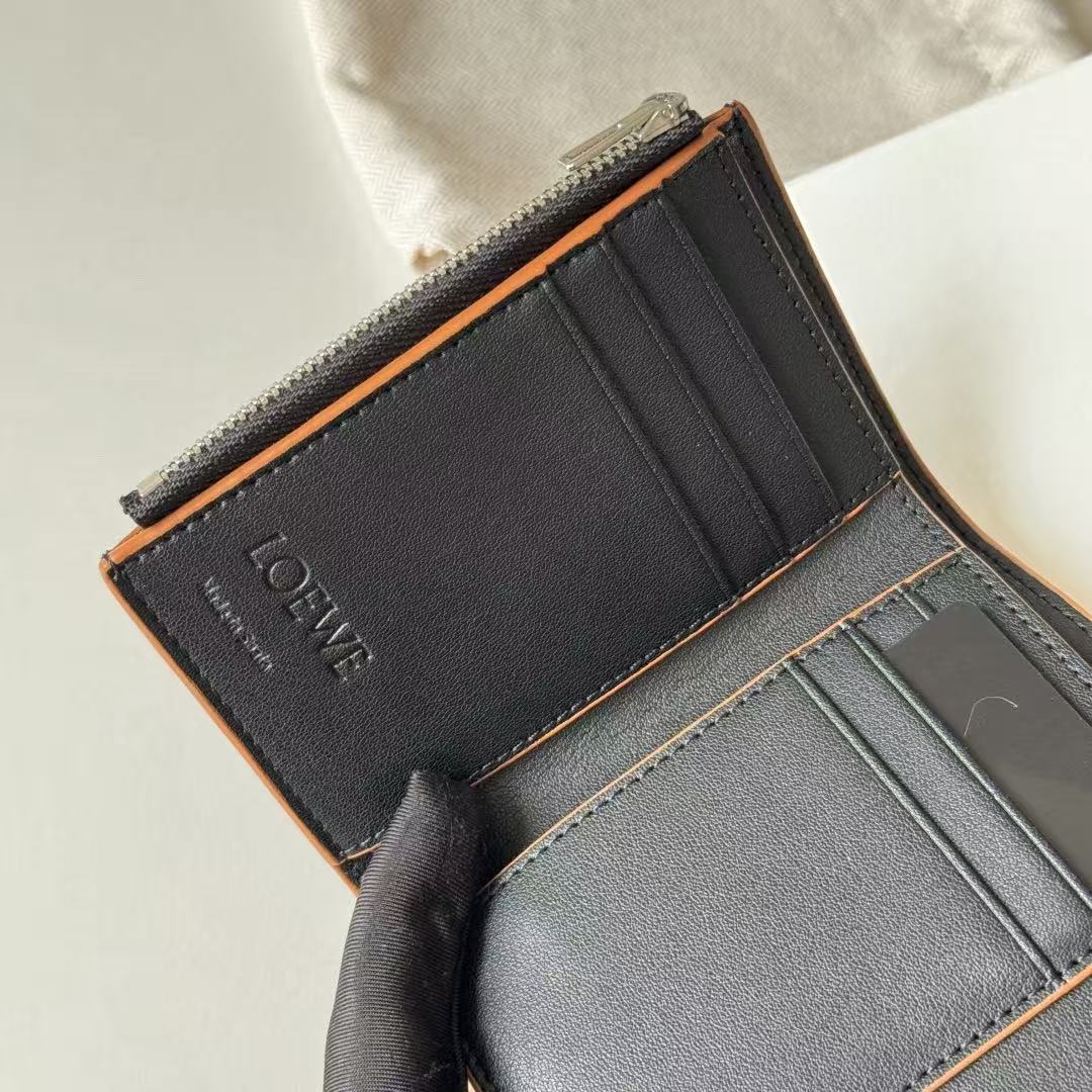 LW Anagram Trifold Wallet 12cm Black Leather