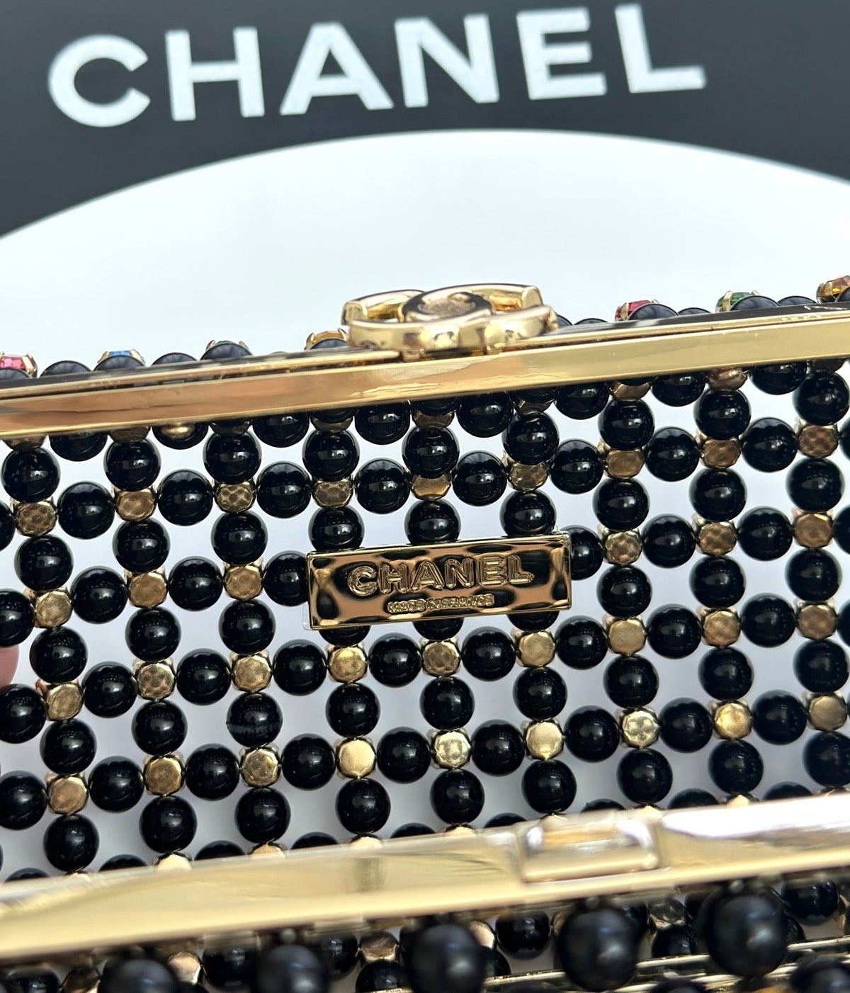 CC Cruise Evening Clutch 17cm Pearl Multicolor Crystal Rhinestones