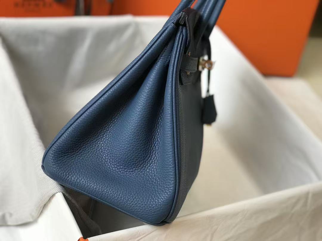 HM Birkin Bag 30cm Dark Blue Togo Leather GHW