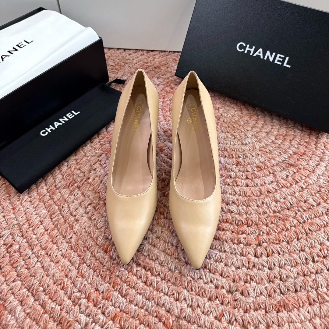 Chanel 26s High Heels Beige Smooth Lambskin