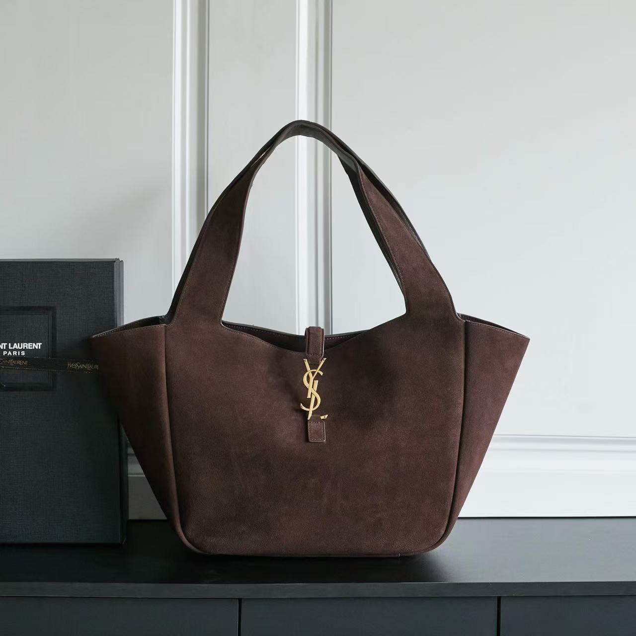 YSL Le 5 À 7 Bea Hobo Bag Dark Brown Suede