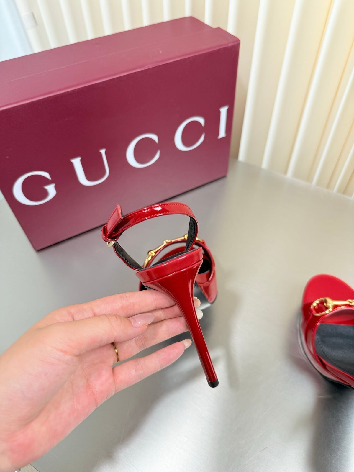 Gucci 26s Slingback Pump 10.5cm Red Glossy Calfskin