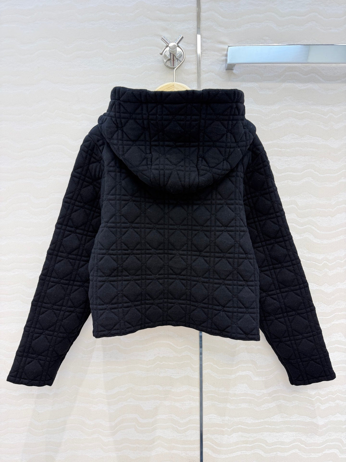 CD 26FW Hooded Zipped Macrocannage Jacket Black Wool 441043