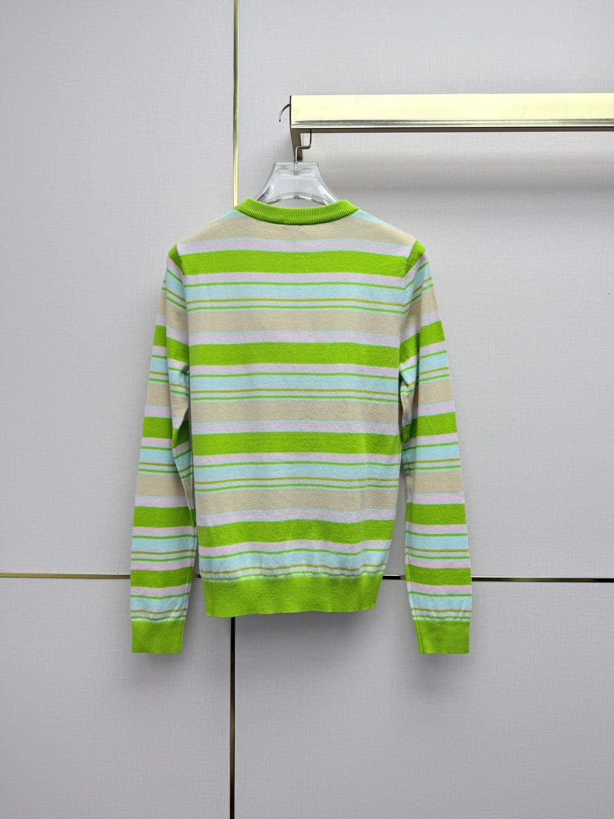 Miu 26SS Multi-Stripe Crewneck Sweater Pastel Multicolor Wool 437565