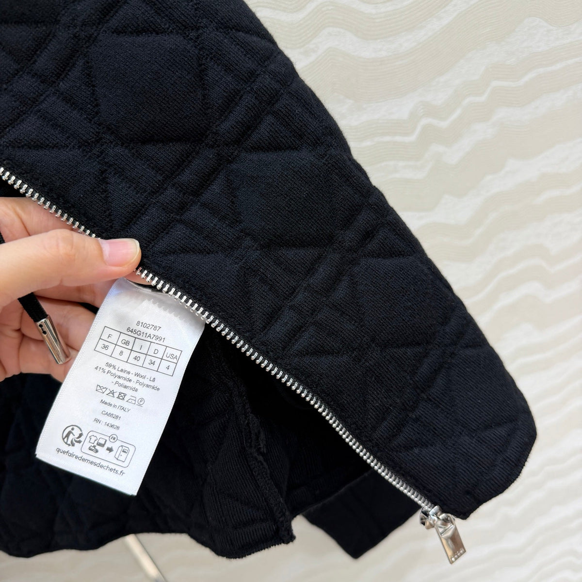 CD 26FW Hooded Zipped Macrocannage Jacket Black Wool 441043