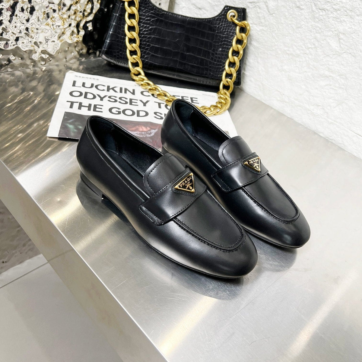 Prada 26S Classic Loafers Black Calfskin Logo