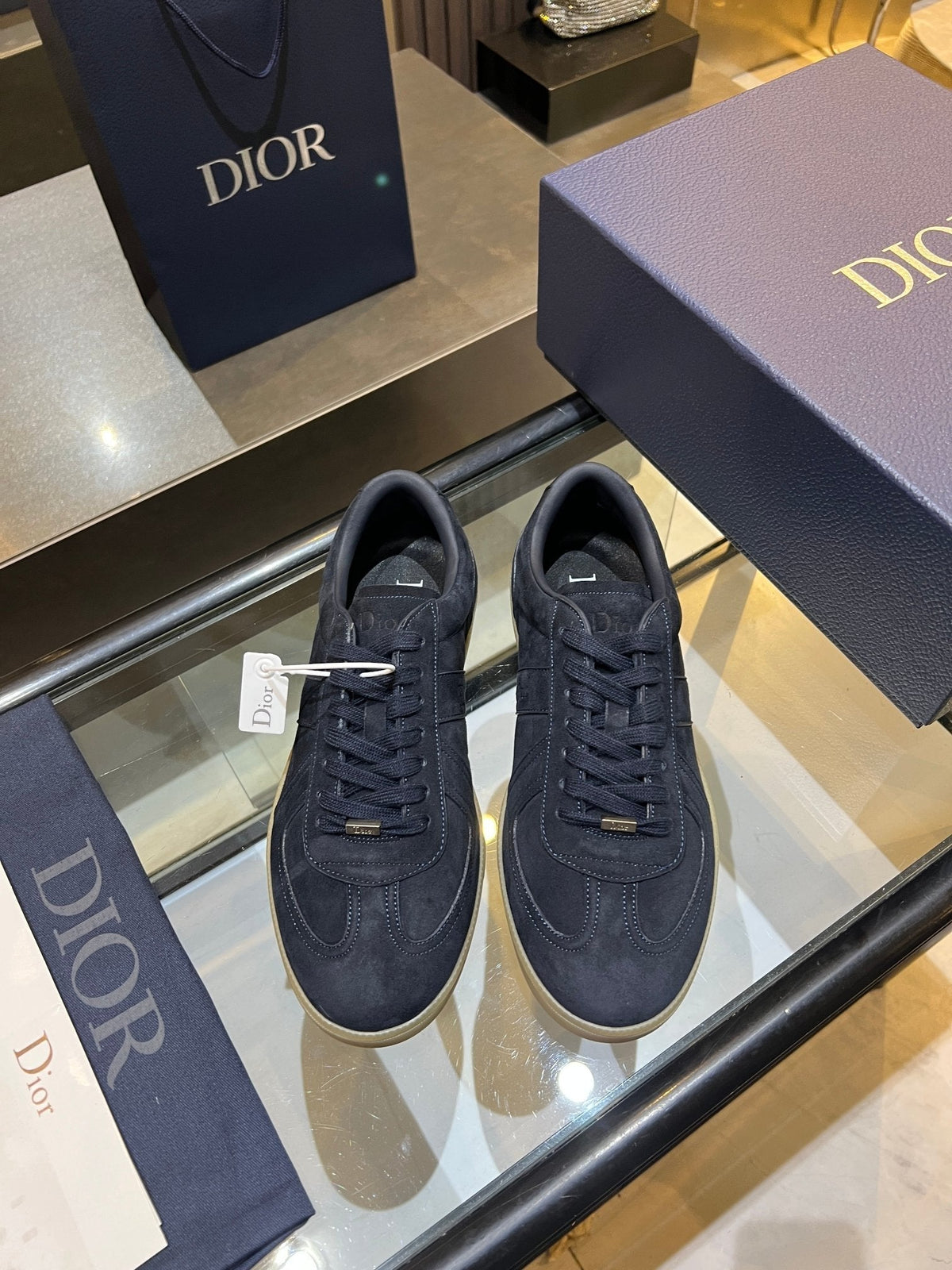CD 26s Low Top Sneakers Black Blue Suede 492015