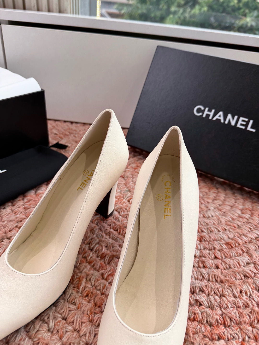 Chanel 26s High Heels Off White Smooth Lambskin