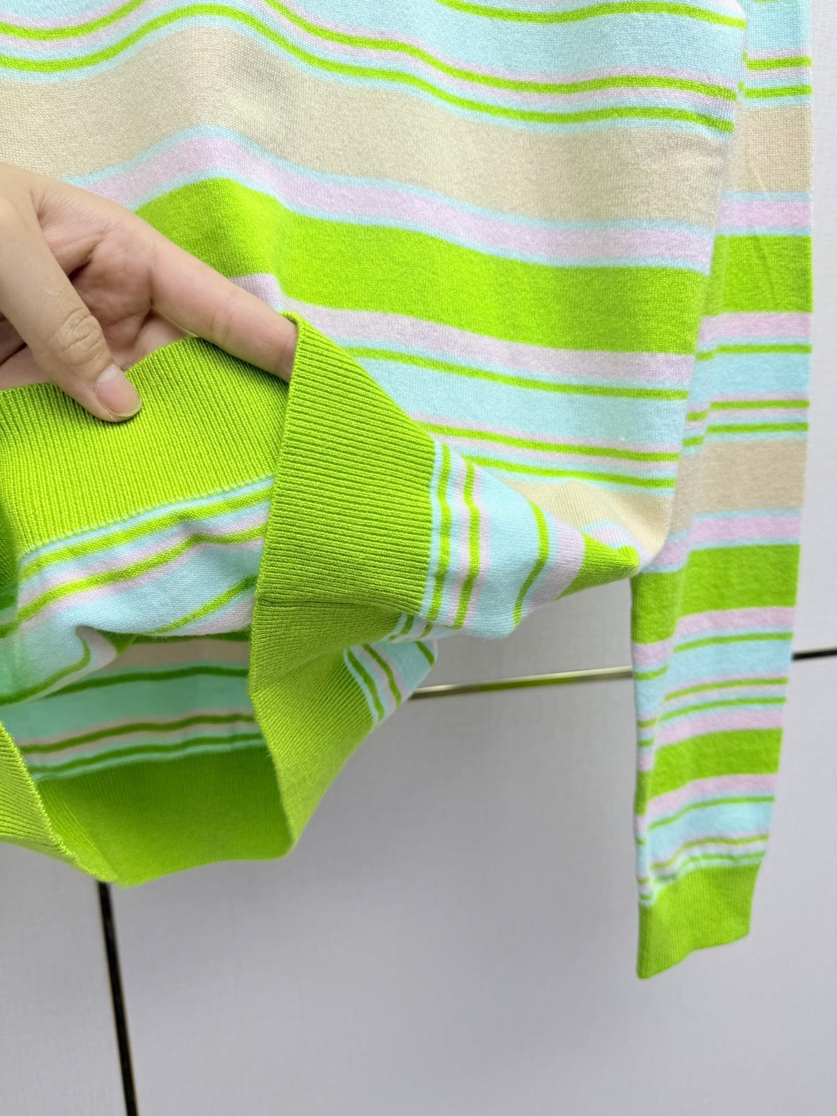 Miu 26SS Multi-Stripe Crewneck Sweater Pastel Multicolor Wool 437565