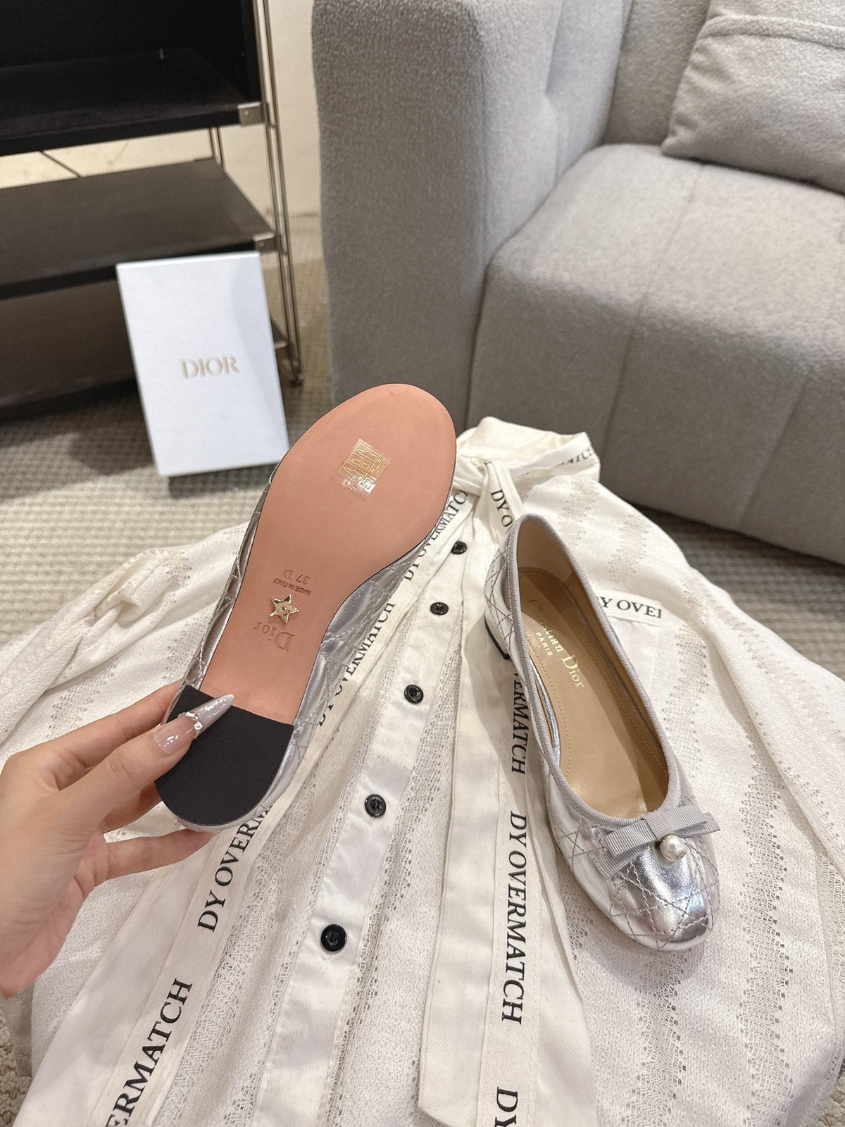 Dior 26s Low Block Heel Pumps Silver Lambskin