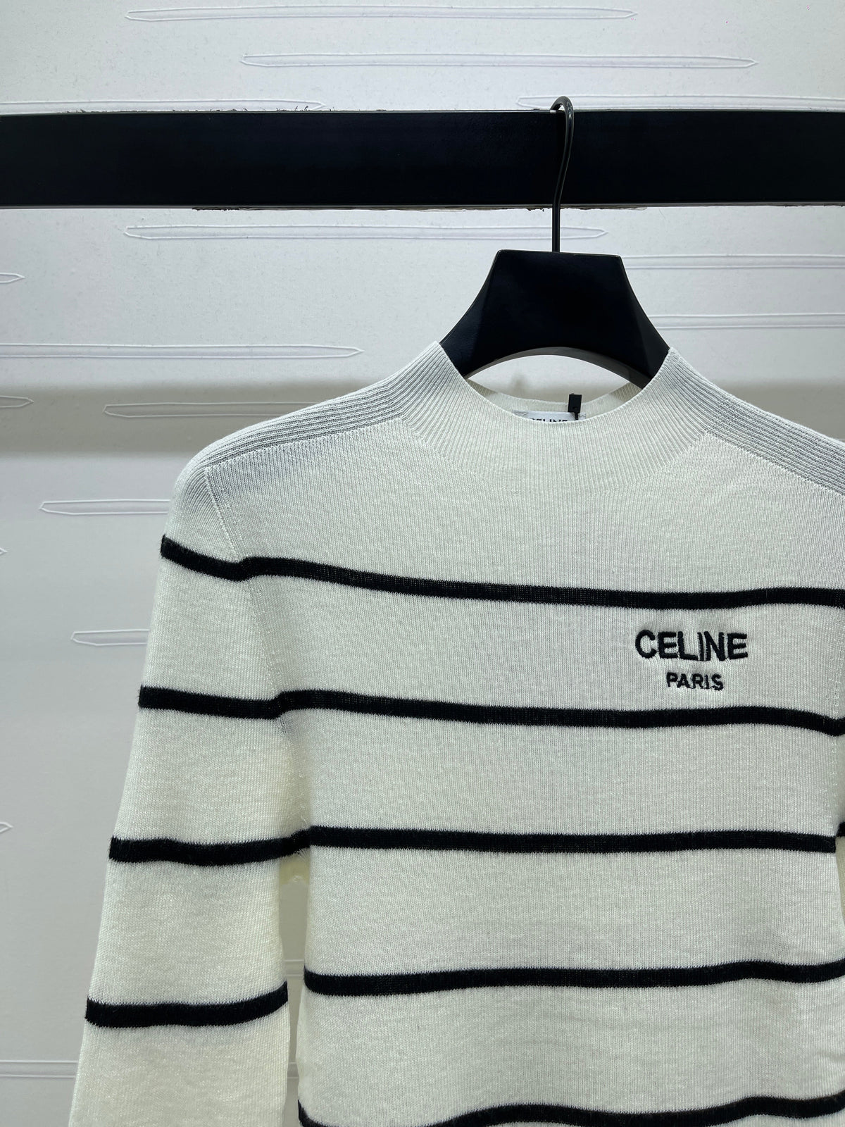 CE 26S Striped Knit Sweater Celine Paris Logo Tencel 423873