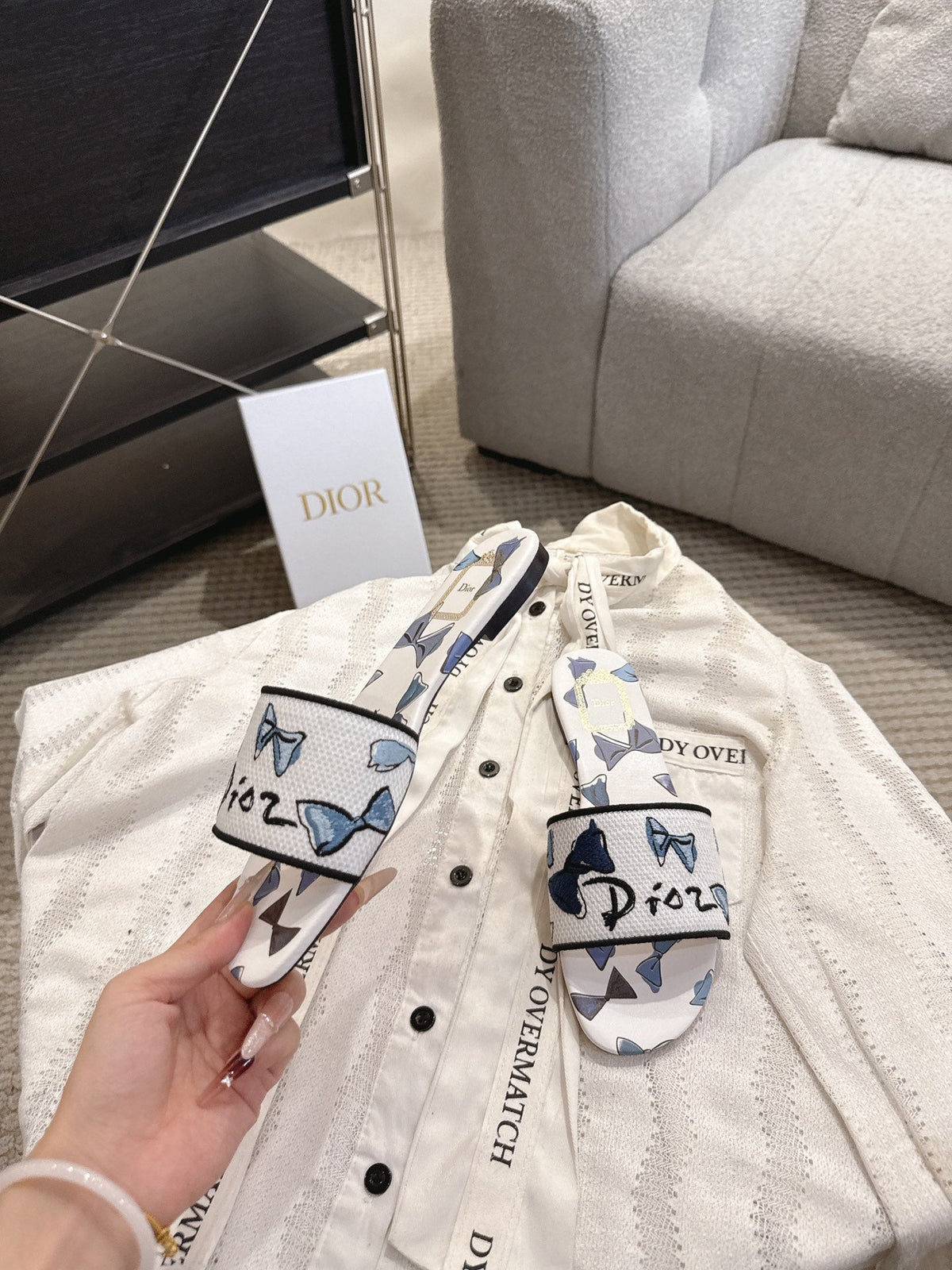 CD 26s D Way Slide Multicolor Dior Jardin D'Hiver Embroidered Cotton 529148