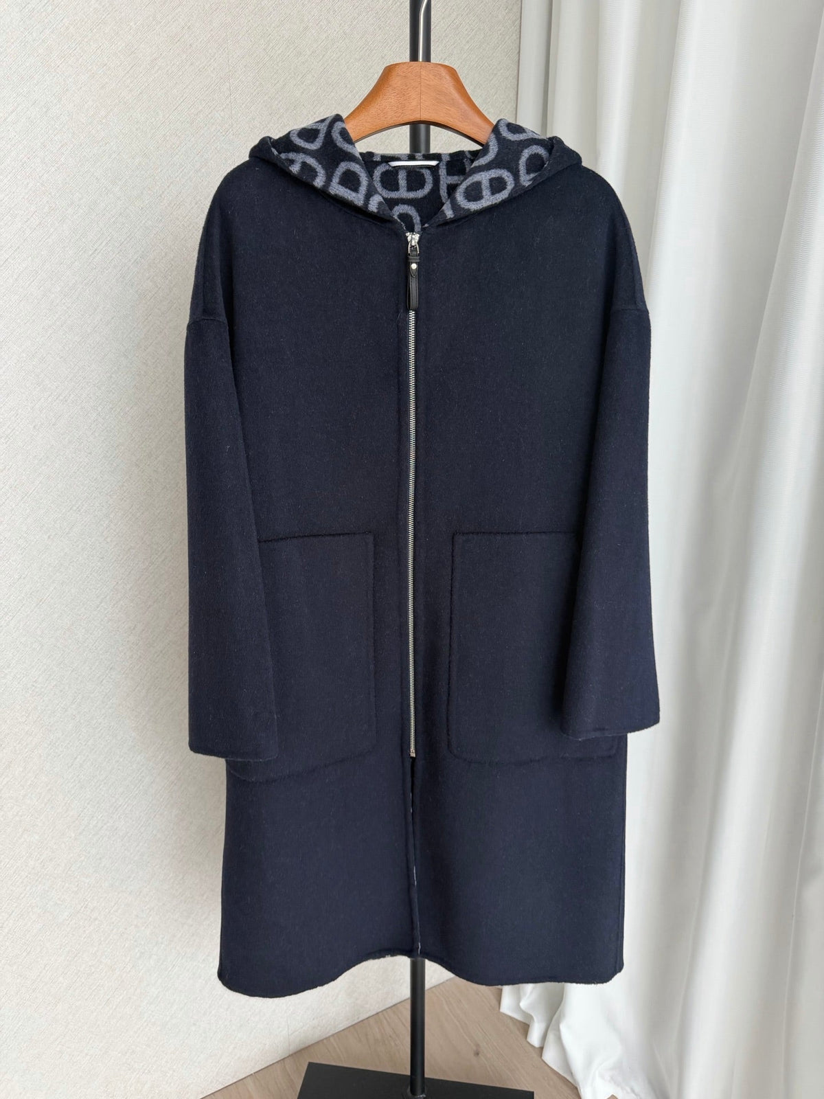 HM 26FW Hooded Coat Pig-Nose Detail Cashmere 440849