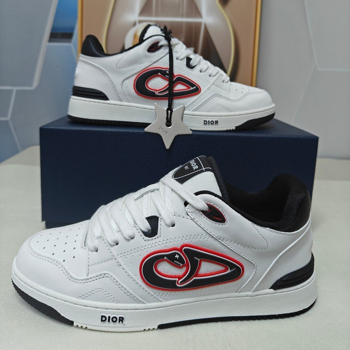 CD 26s Low Top Sneaker White Black Calfskin 518394