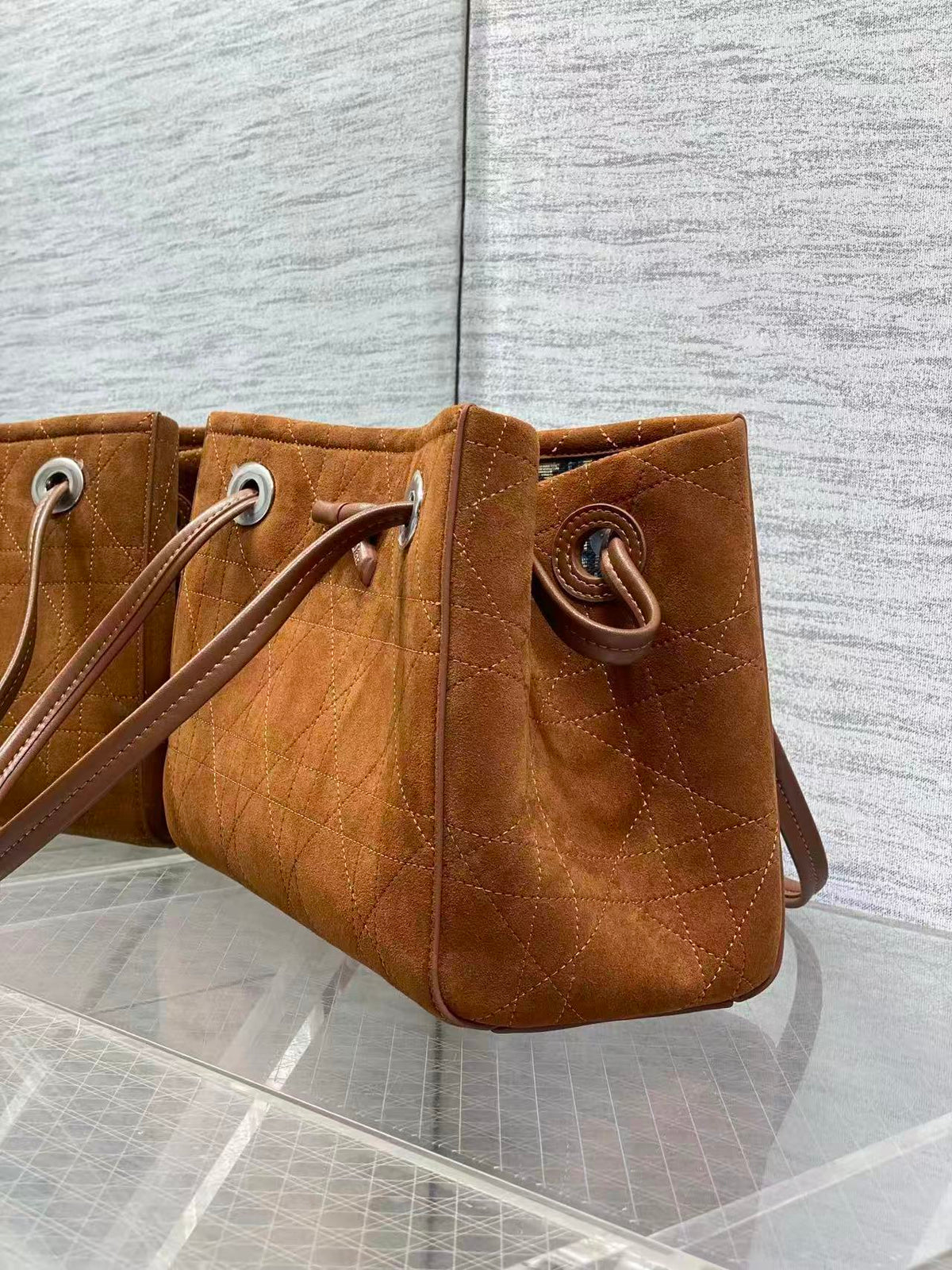 CD Promenade Shopping Bag 27cm Brown Suede